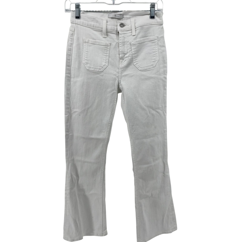 7 For All Mankind Womens White High Rise Kick Flare Patch Pocket‎ Jeans Size 26